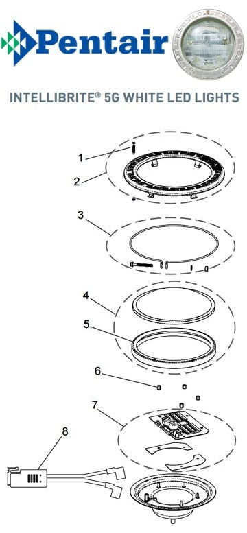 Pentair IntelliBrite 5G White Pool Light Parts
