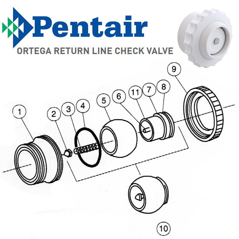 Pentair Ortega Return Line Check Valve Parts