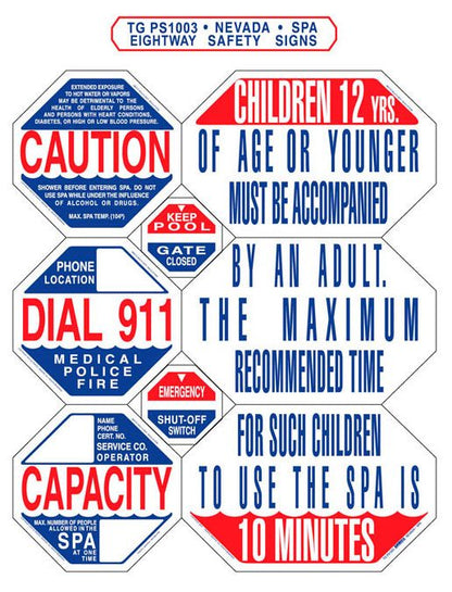Traffic Graphix Nevada Spa Safety Sign, 8-in-1 (TGSPS1003)