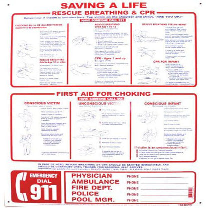 Pentair/Rainbow Sign - C.P.R Instructions 24 in x 18 in (R231100)