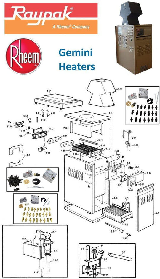 Raypak (Rheem) Gemini Heater Parts
