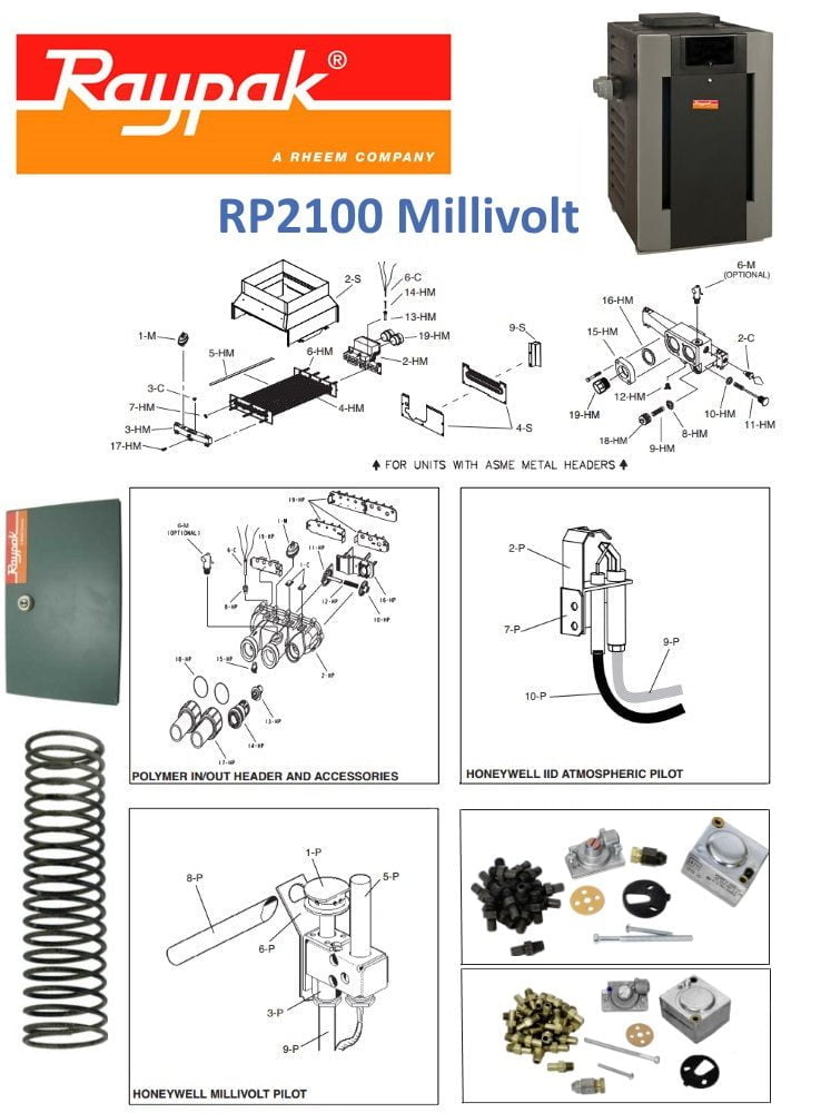 Raypak (Rheem) RP2100 Millivolt Heater Parts