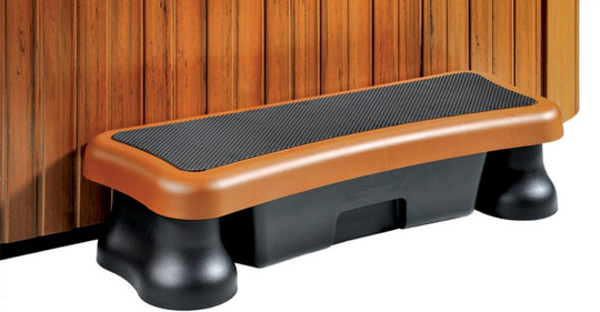 SmartStep Jr. - Walnut/Teak color, Slip-Resistant single step & SmartDrawer, for Round or Square Spas (SMJR-W/T)