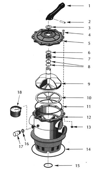 Sta-Rite 14971-TM-22-L TM Multiport Backwash Valve Parts