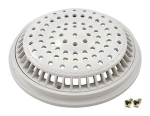 Super-Pro Main Drain Cover, Anti-Vortex, 8 in. Round, 100GPM, White, w/frame & screws (SG640-2310VC)