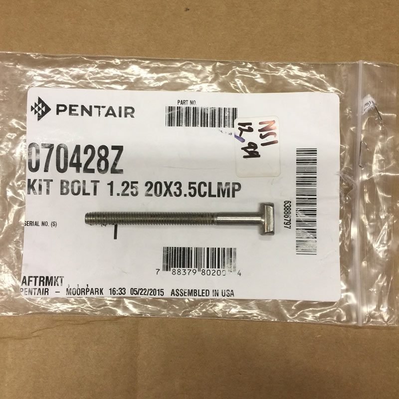 Pentair Clamp T-Bolt for Obsolete Purex SS DE Filter, 1/4 -20 x 3.5 inch (070428Z)