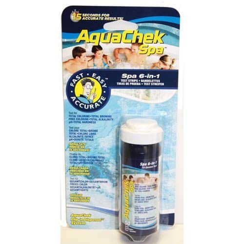 AquaChek 6 in 1 Spa Test Strips; Total Hardness, Total Chlorine, Total Bromine, Free Chlorine, pH, Alkalinity, Bottle of 50 (552244)