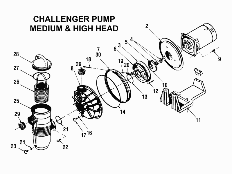 Pentair Challenger High Flow Pump Parts