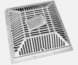 WaterWay Main Drain Frame & Grate, 9 in. Square, White (640-4790)